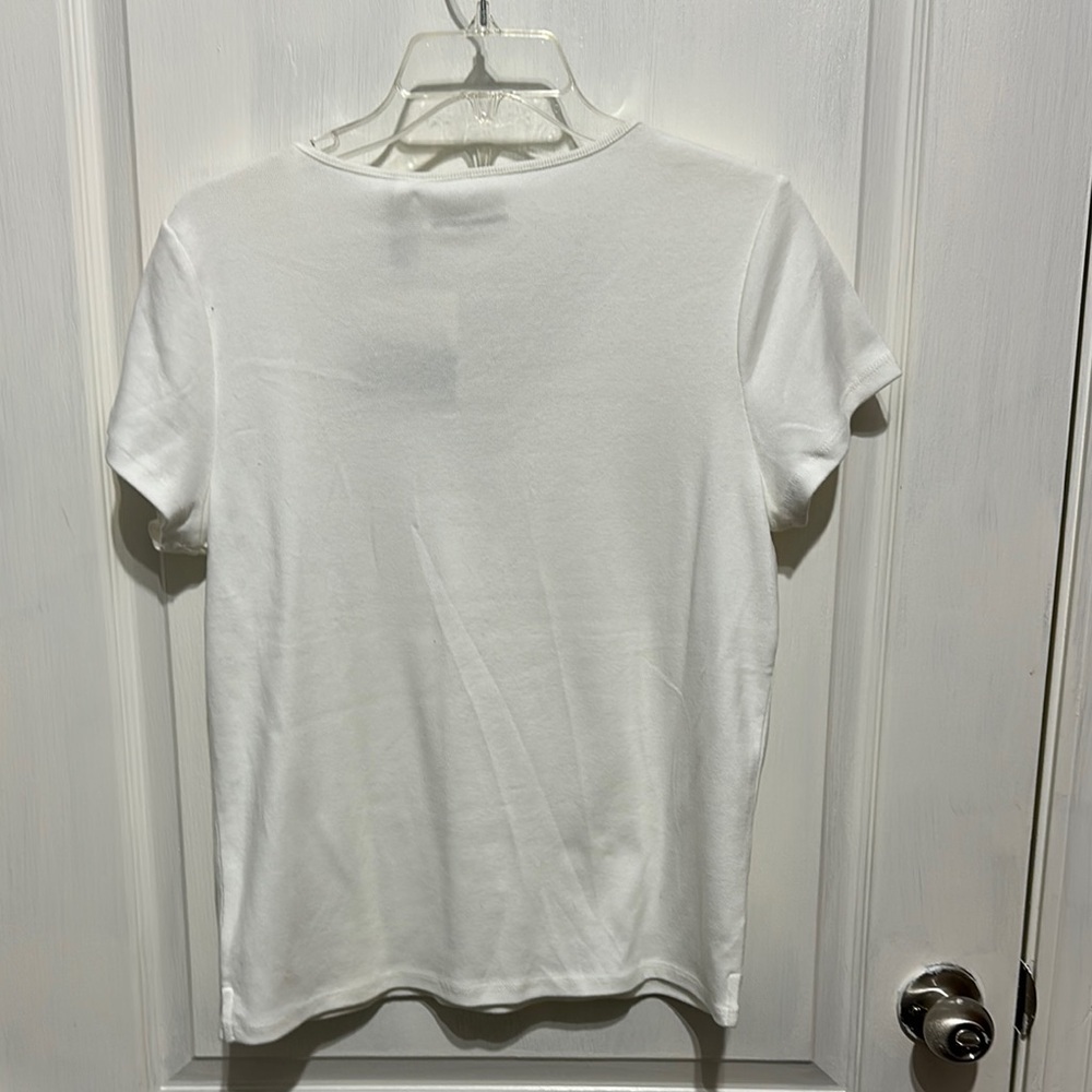 White Lace Trim V-Neck Top - Picture 4 of 5